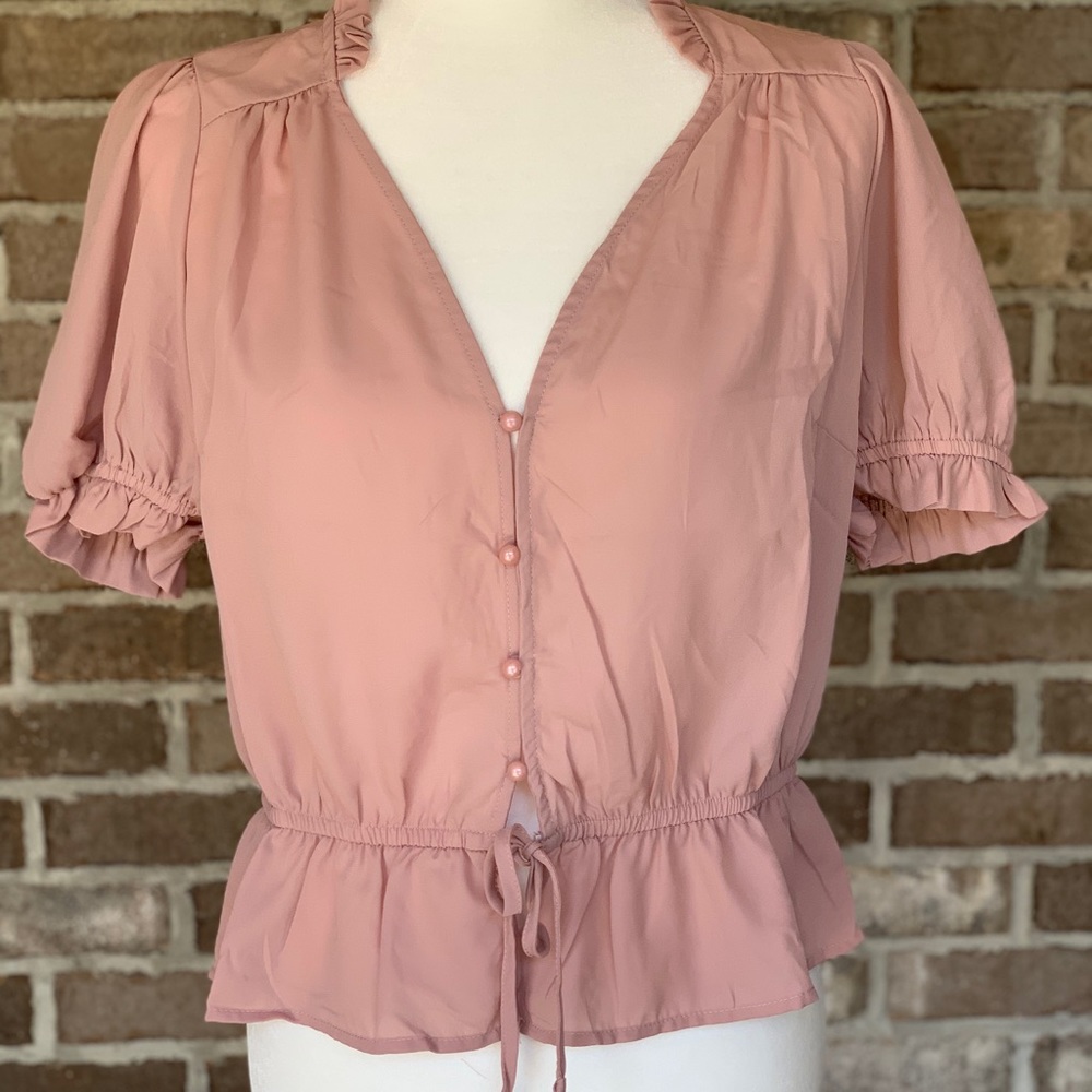 Woman’s Large Blush Pink Slightly Sheer Blouse